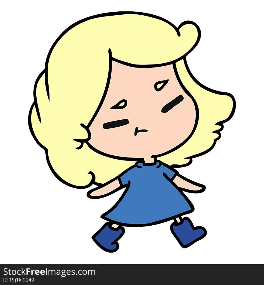 cartoon illustration of a cute kawaii girl. cartoon illustration of a cute kawaii girl