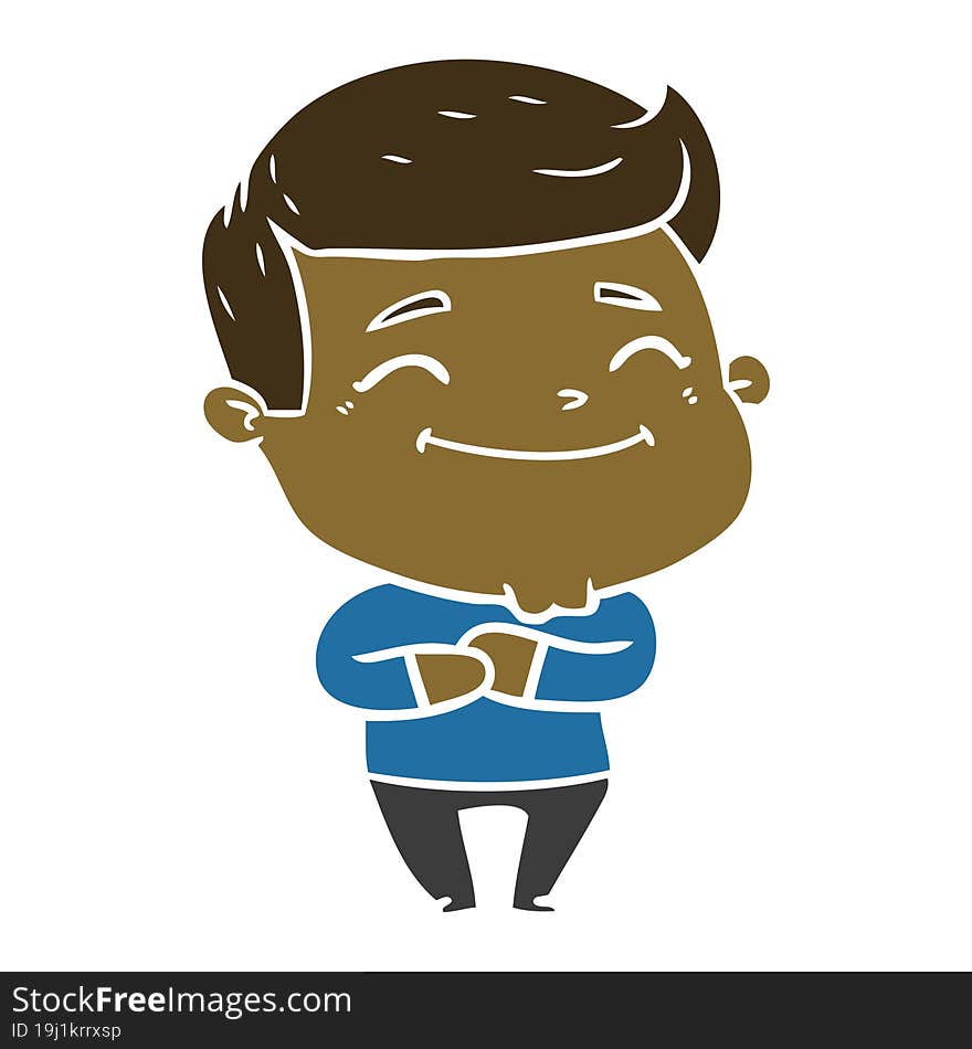 happy flat color style cartoon man