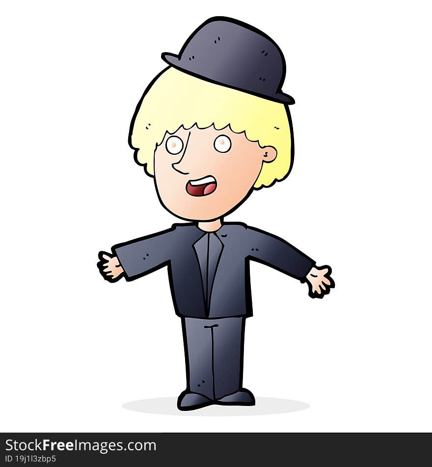 cartoon man in bowler hat