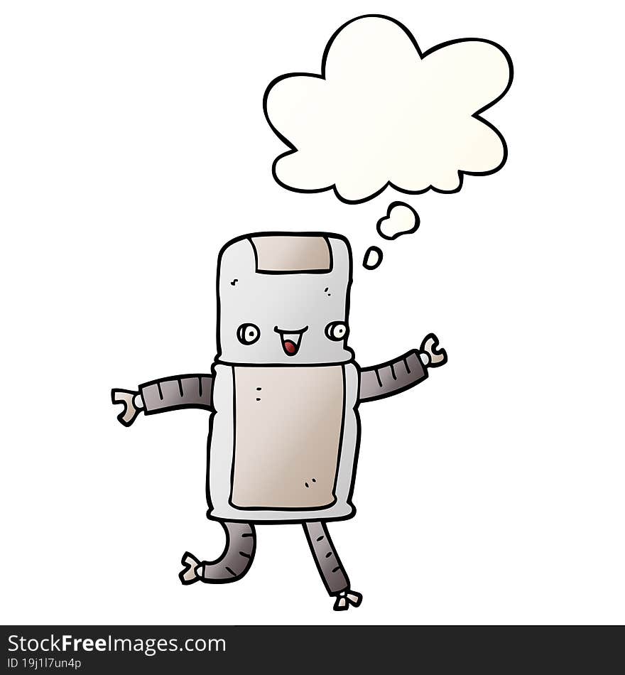 cartoon robot and thought bubble in smooth gradient style