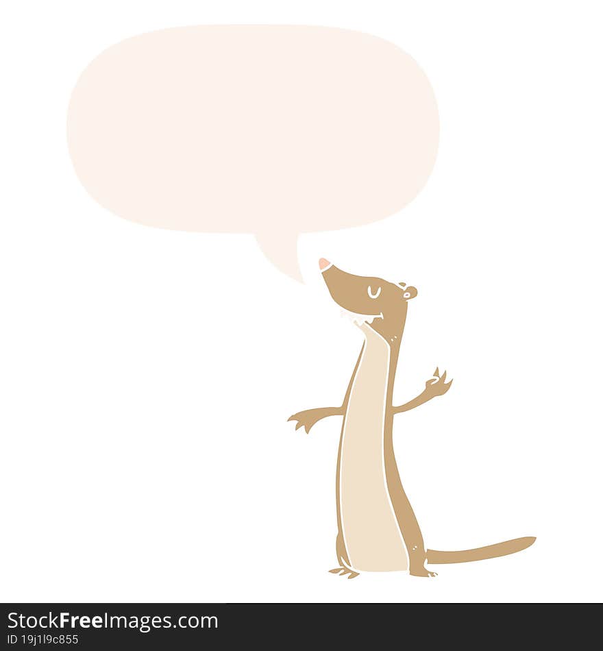 cartoon weasel and speech bubble in retro style