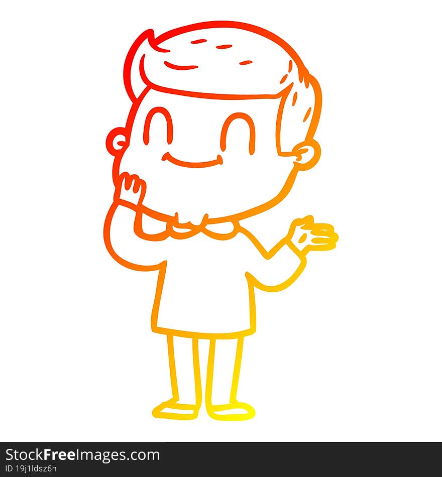 warm gradient line drawing of a cartoon friendly man