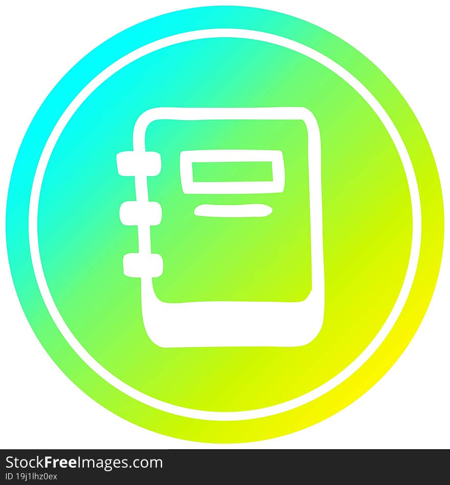 note book circular in cold gradient spectrum