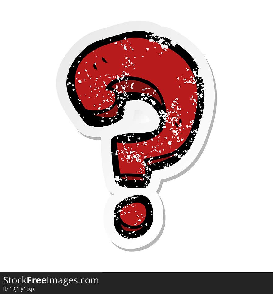 distressed sticker of a cartoon question mark