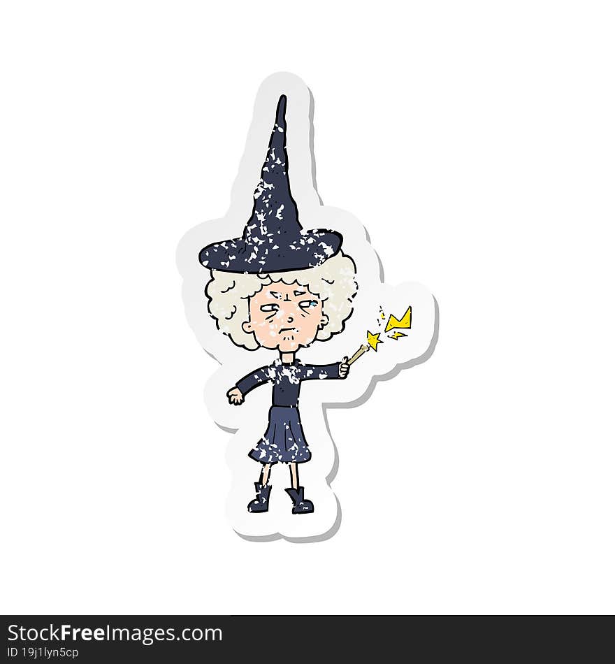 retro distressed sticker of a cartoon halloween witch