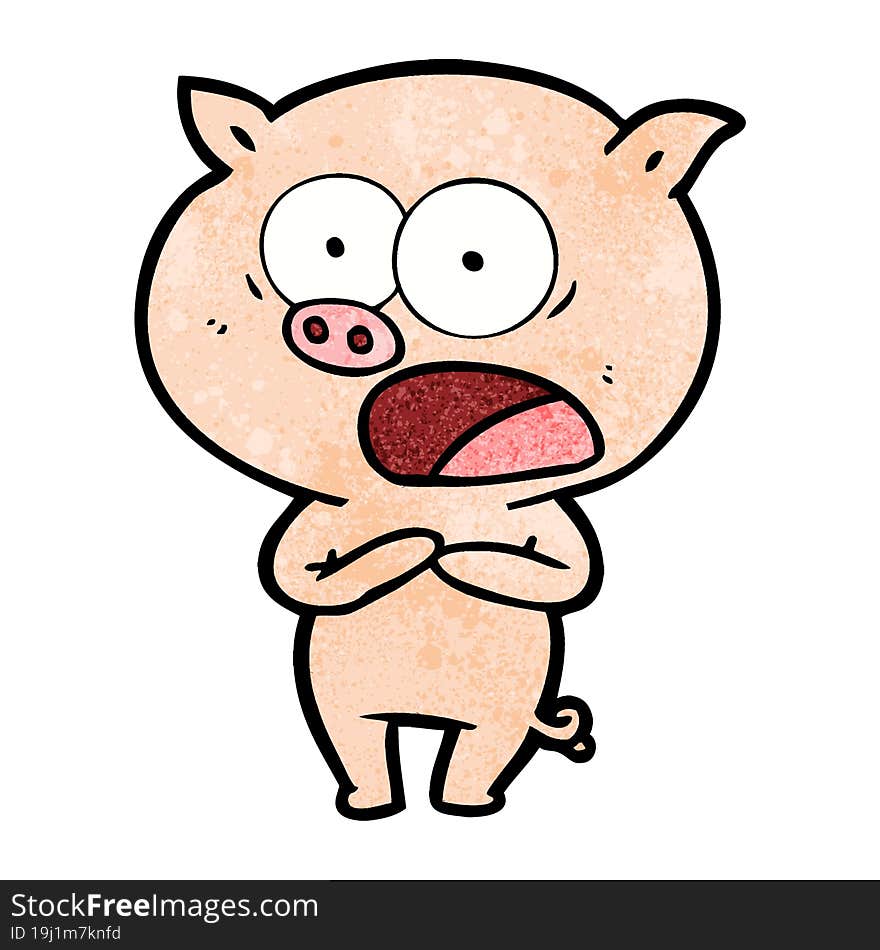 cartoon pig shouting. cartoon pig shouting