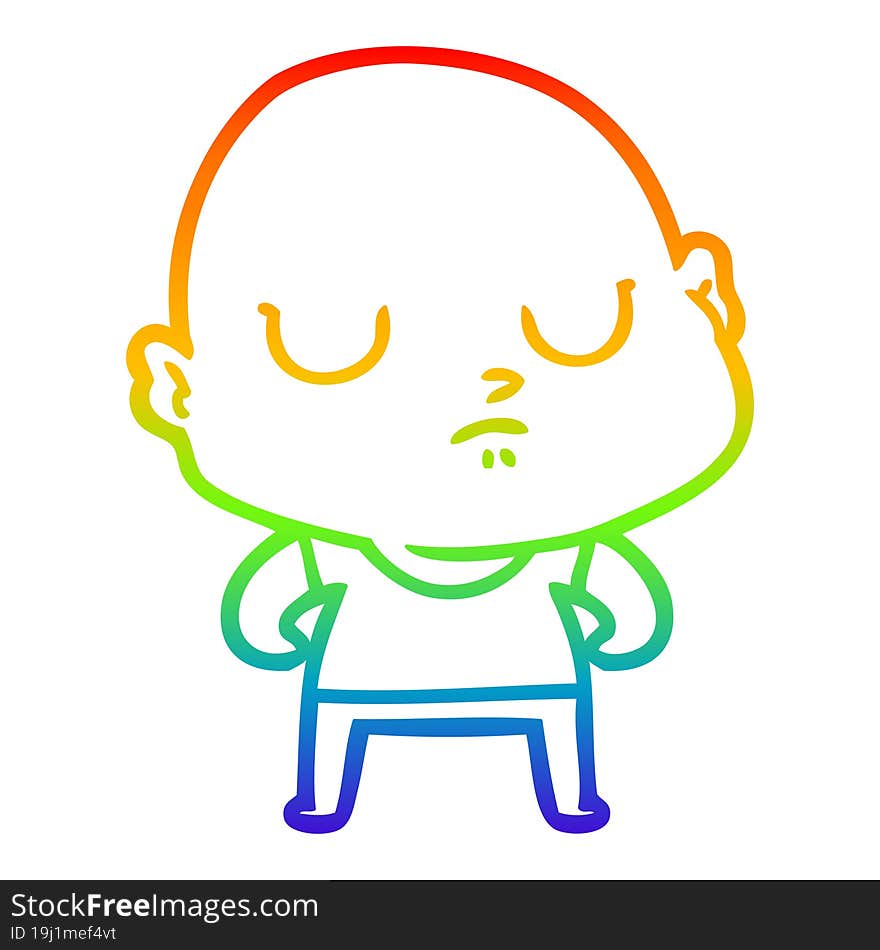 rainbow gradient line drawing cartoon bald man