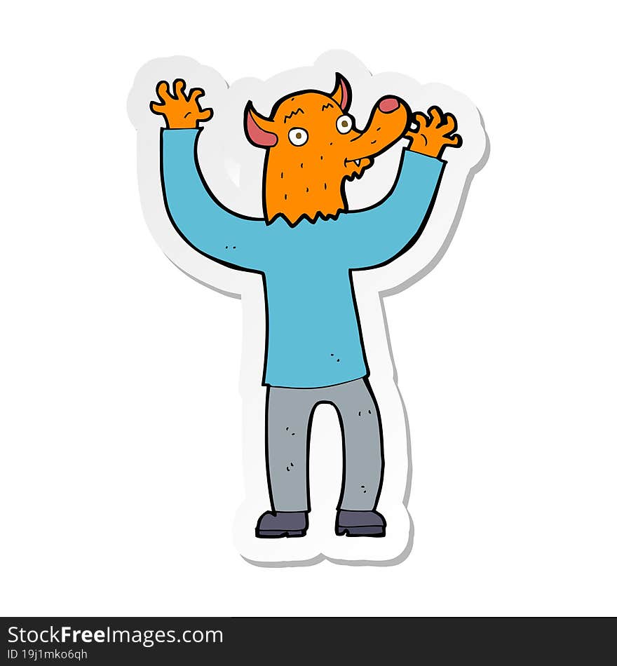 sticker of a cartoon happy fox man