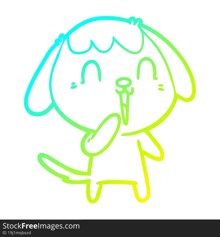 cold gradient line drawing of a cute cartoon dog