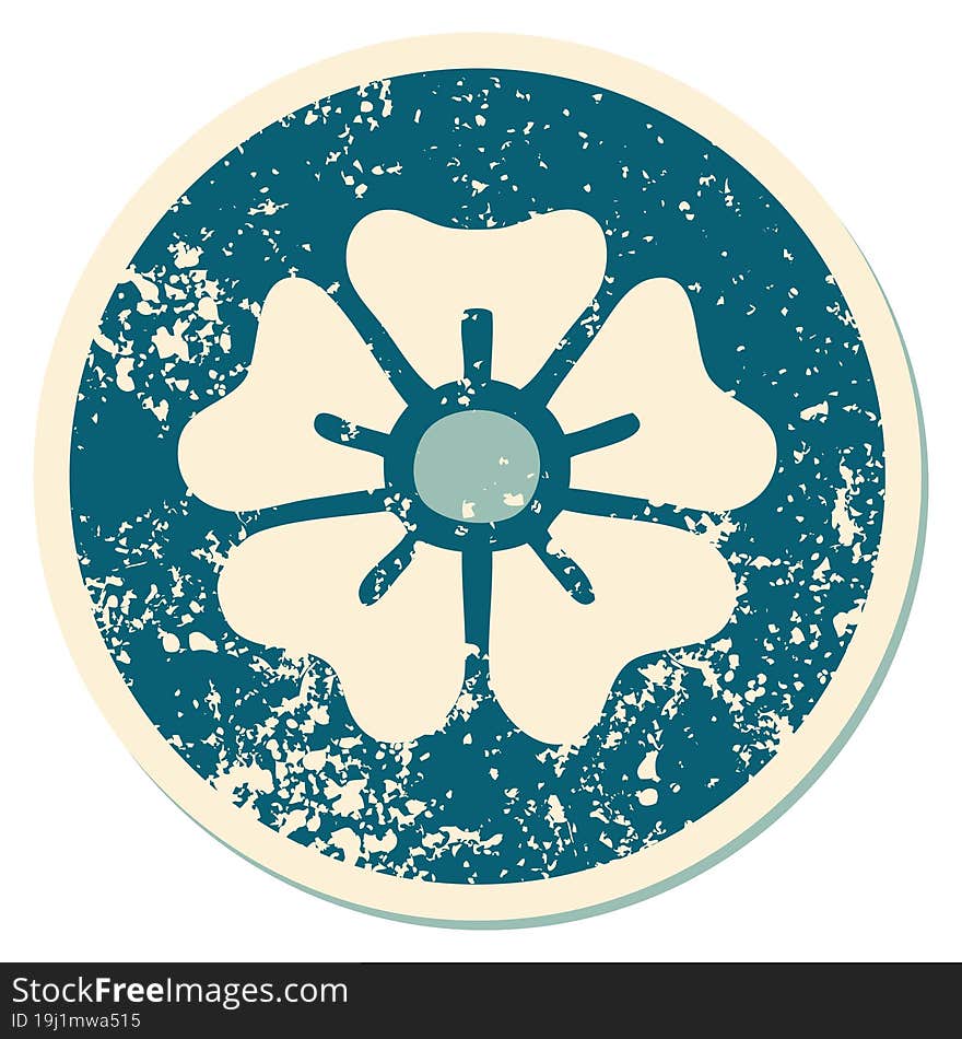 distressed sticker tattoo style icon of a flower