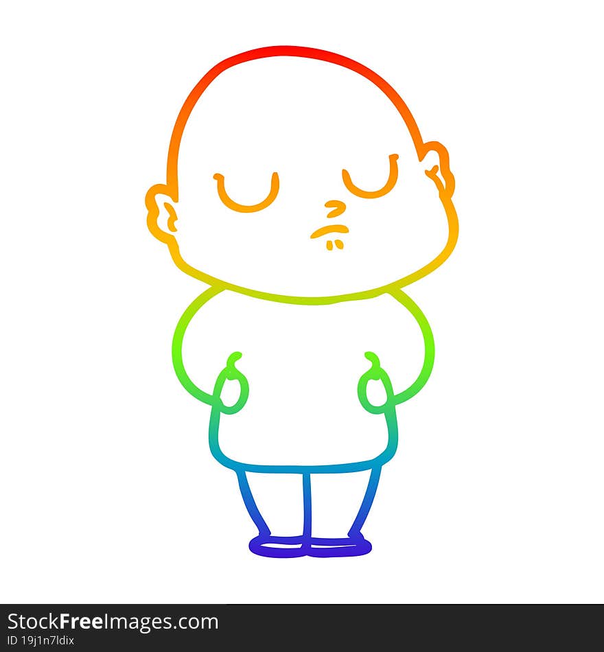 rainbow gradient line drawing cartoon bald man