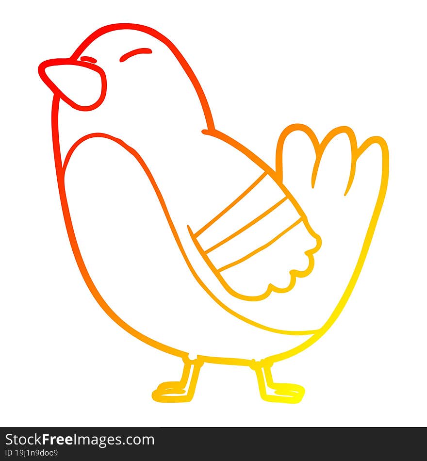 warm gradient line drawing of a cartoon bird