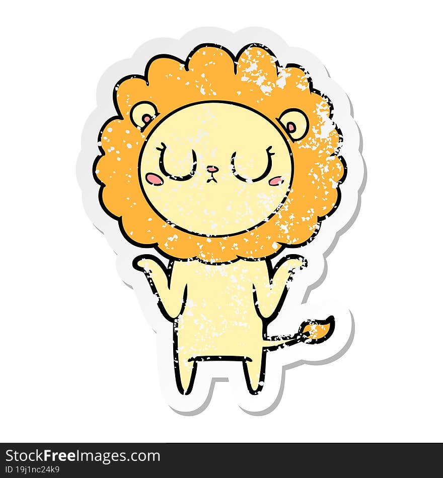 distressed sticker of a cartoon lion