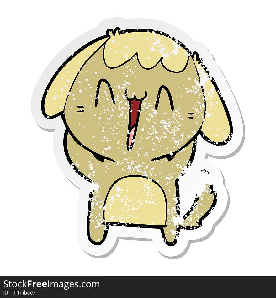 distressed sticker of a cute cartoon dog