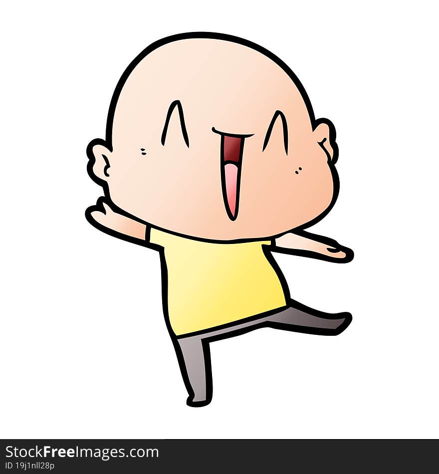 happy cartoon bald man. happy cartoon bald man