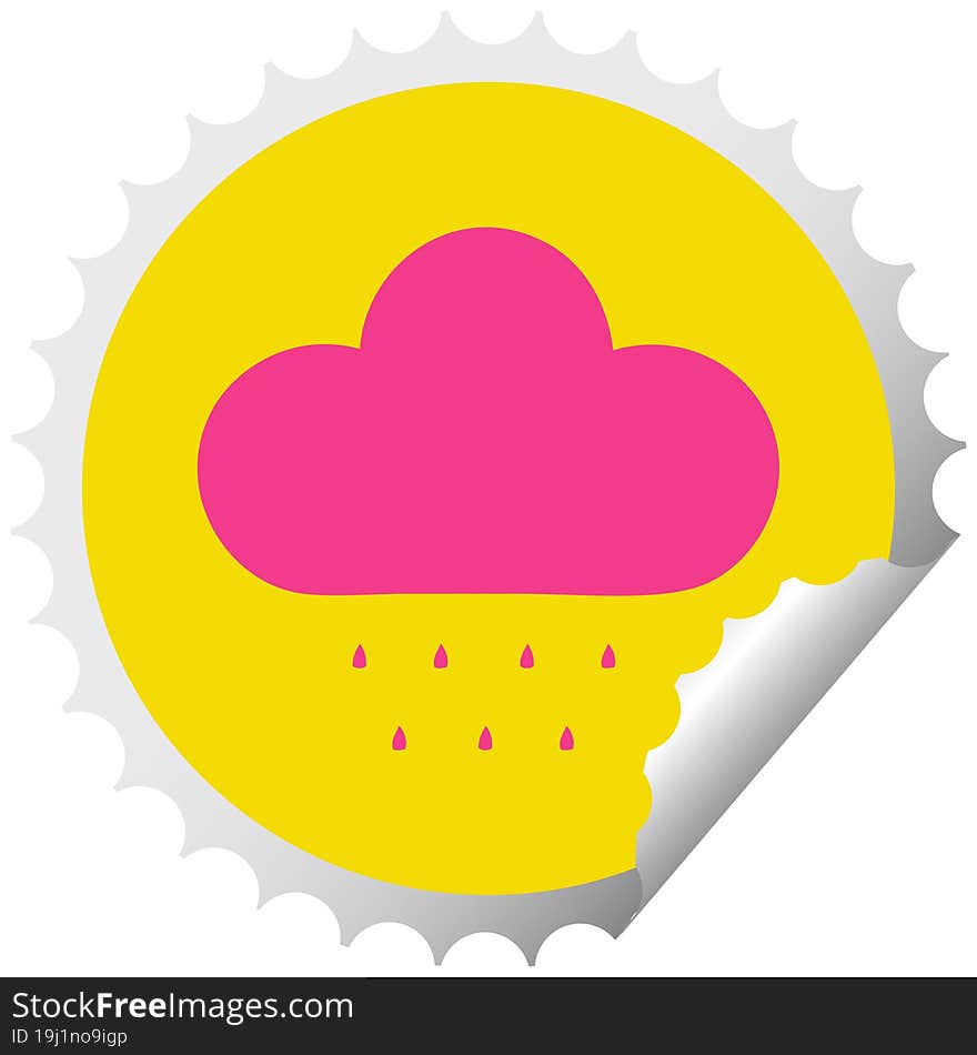 circular peeling sticker cartoon rain cloud