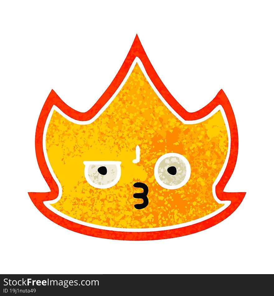 retro illustration style cartoon fire flame