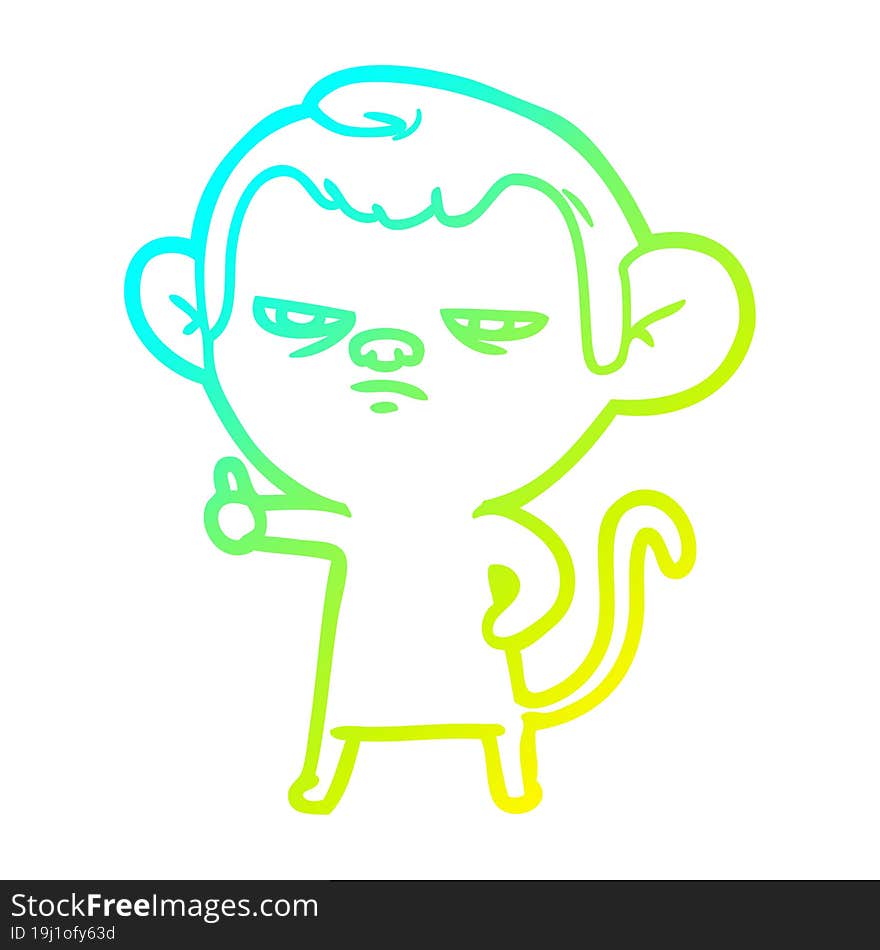 cold gradient line drawing cartoon annoyed monkey