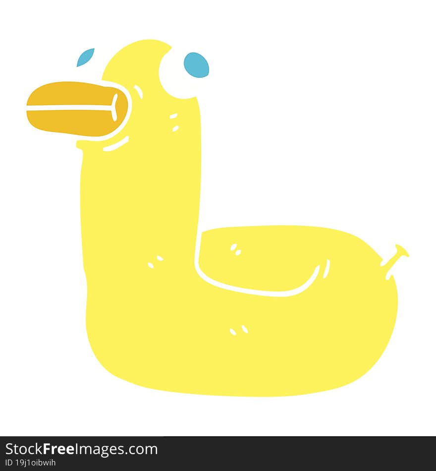 flat color illustration cartoon yellow ring duck