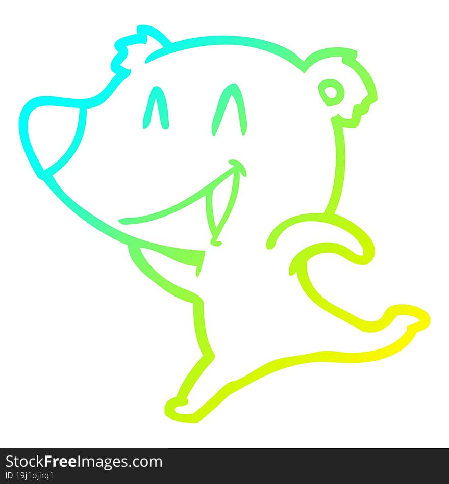 Cold Gradient Line Drawing Laughing Bear Cartoon