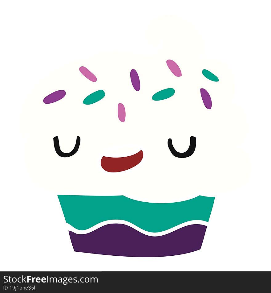 cartoon illustration kawaii of a cute cupcake. cartoon illustration kawaii of a cute cupcake