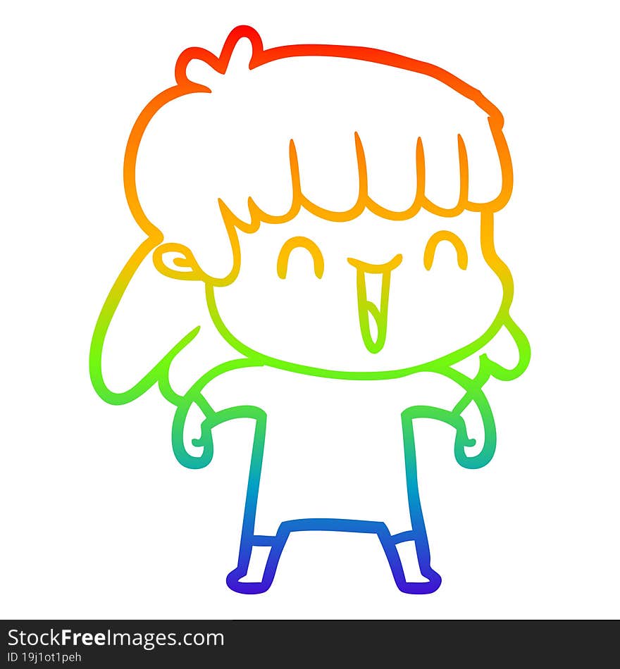 rainbow gradient line drawing cartoon worried woman