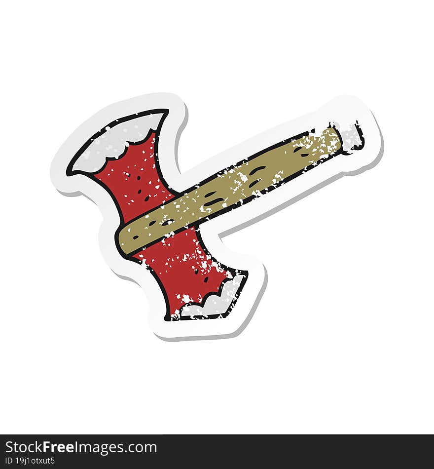 retro distressed sticker of a cartoon axe