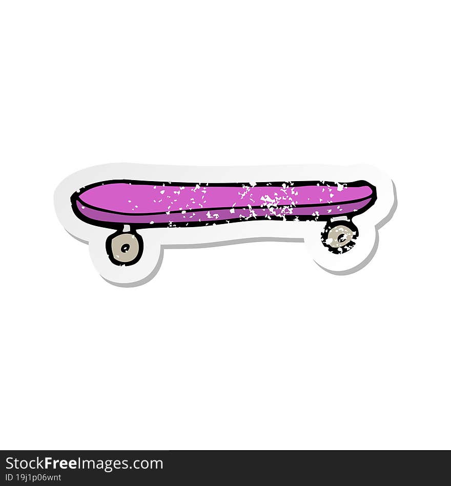 retro distressed sticker of a cartoon skateboard