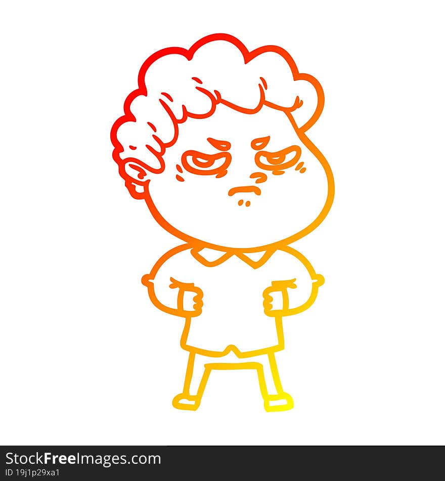 warm gradient line drawing cartoon angry man