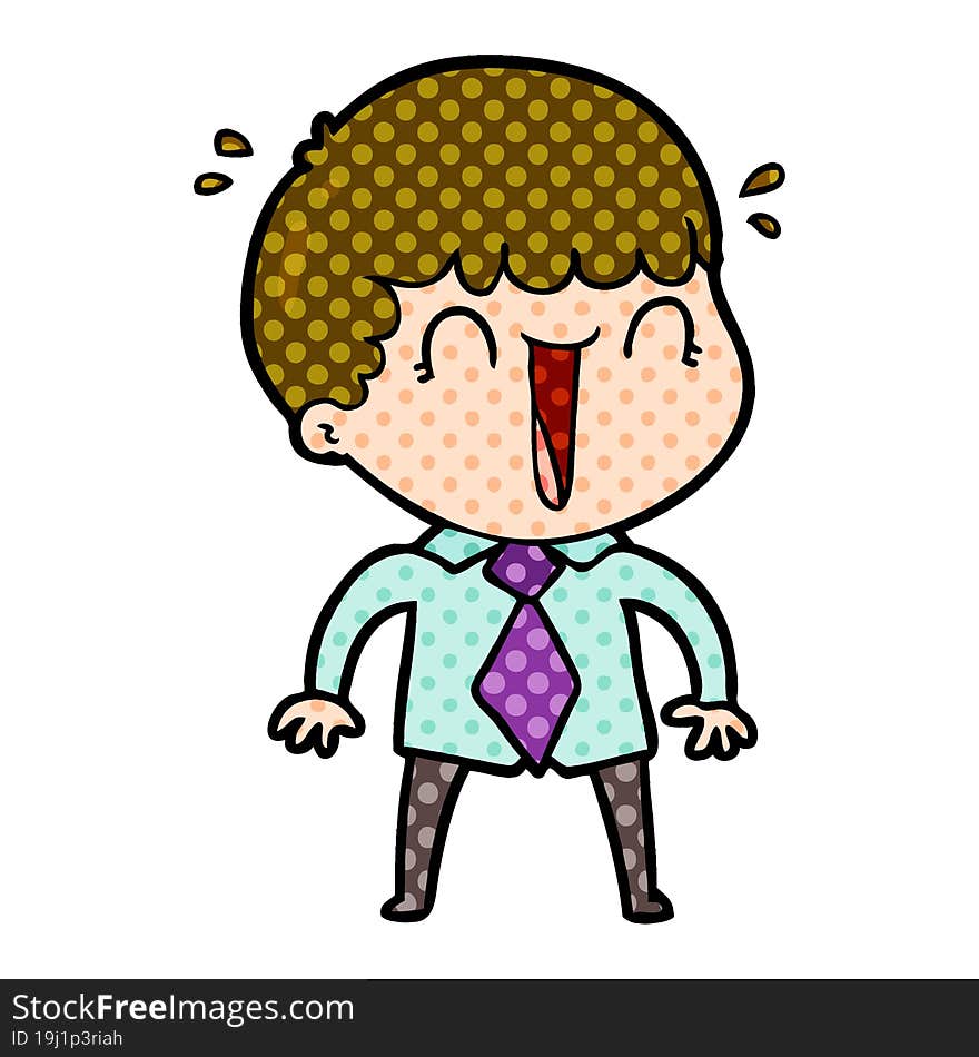 laughing cartoon man in shirt and tie. laughing cartoon man in shirt and tie