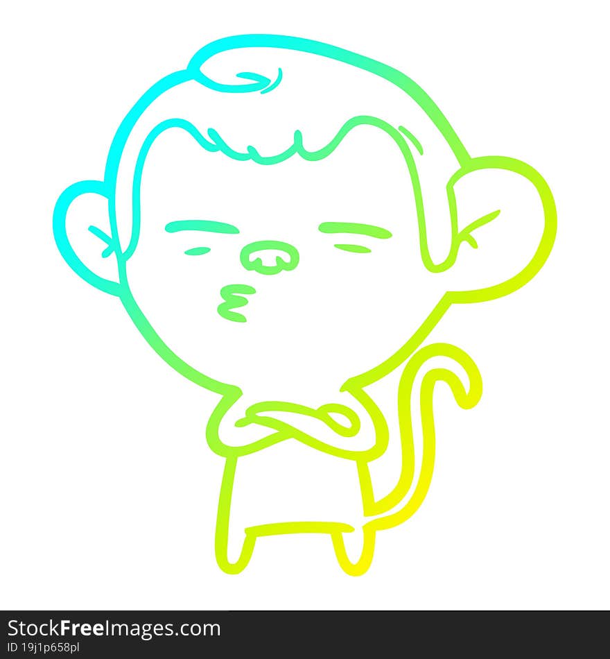 cold gradient line drawing cartoon suspicious monkey