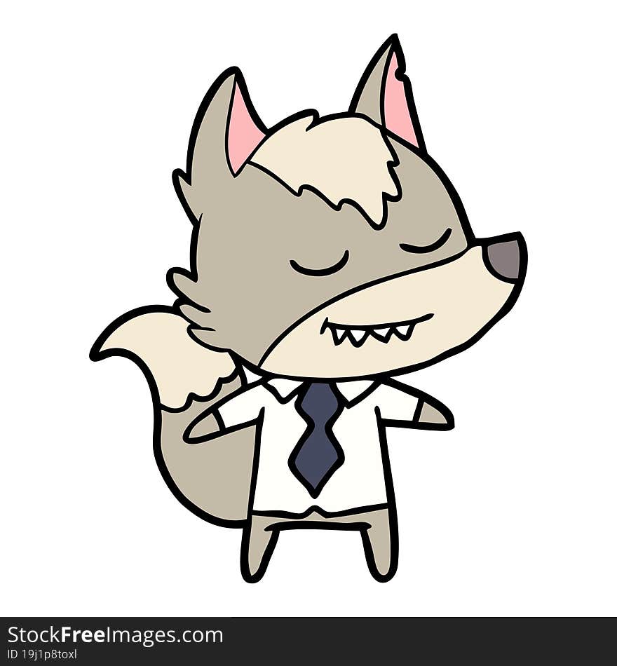 friendly cartoon boss wolf. friendly cartoon boss wolf