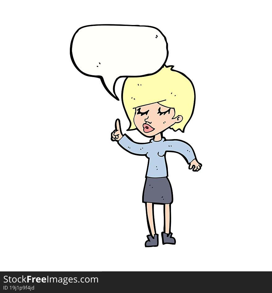 Cartoon Woman With Idea With Speech Bubble