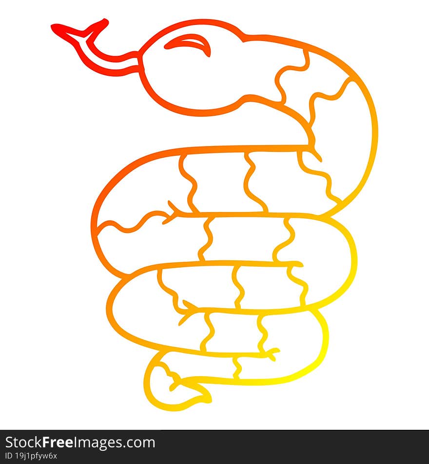 Warm Gradient Line Drawing Cartoon Snake