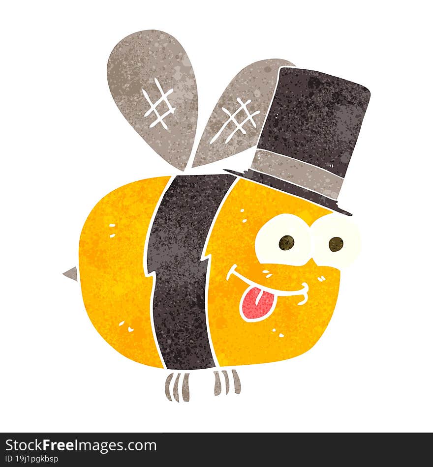 retro cartoon bee wearing hat