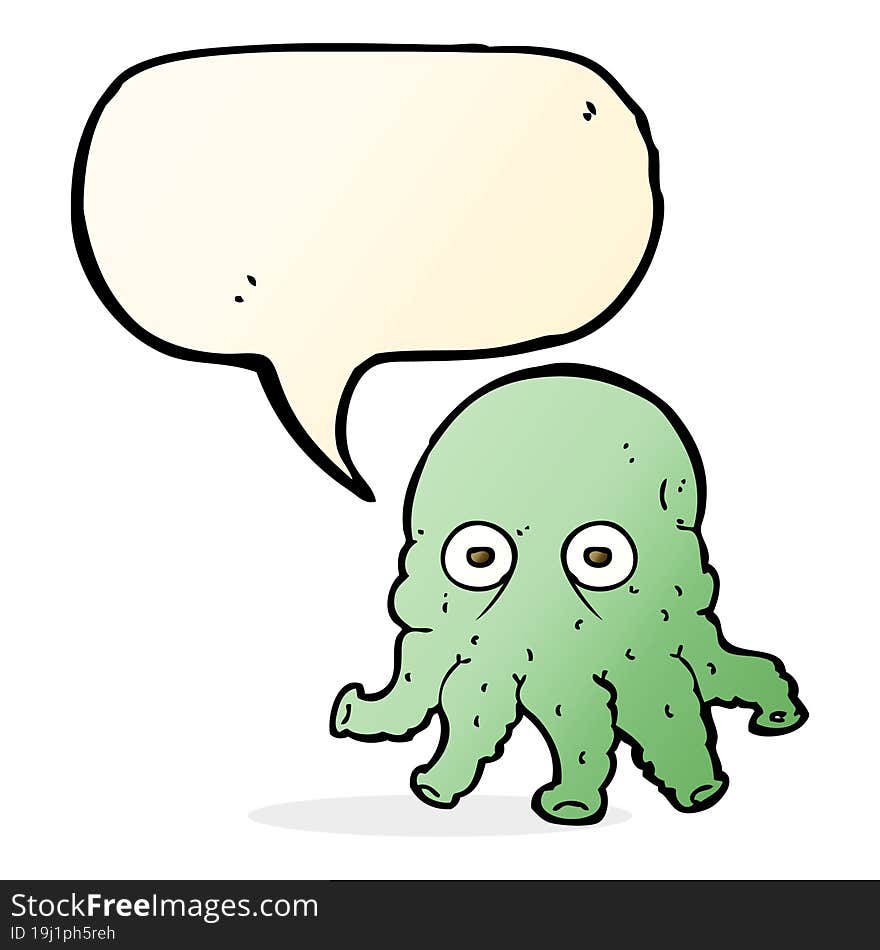 cartoon alien squid face with speech bubble