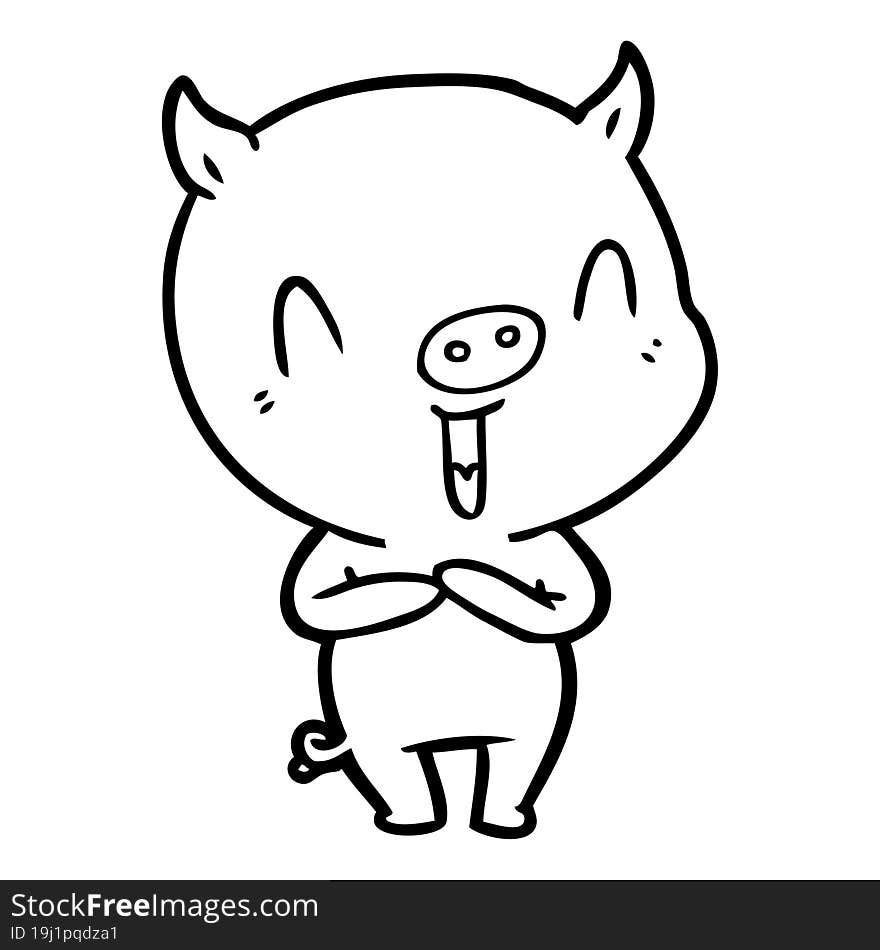 happy cartoon pig. happy cartoon pig