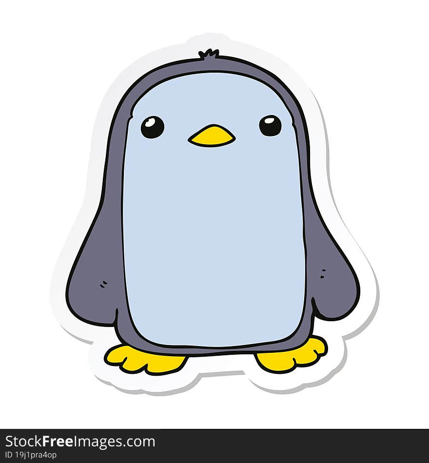 Sticker Of A Cute Cartoon Penguin