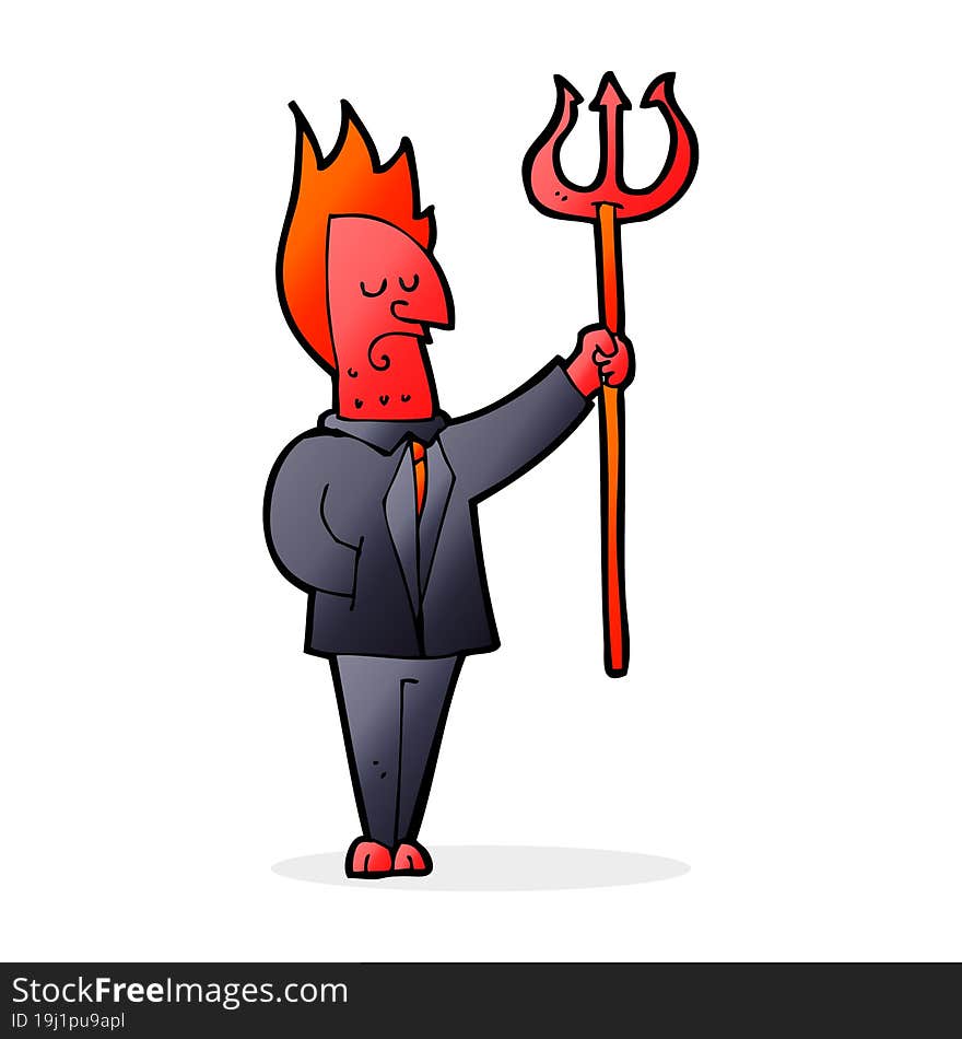 Cartoon Devil With Pitchfork