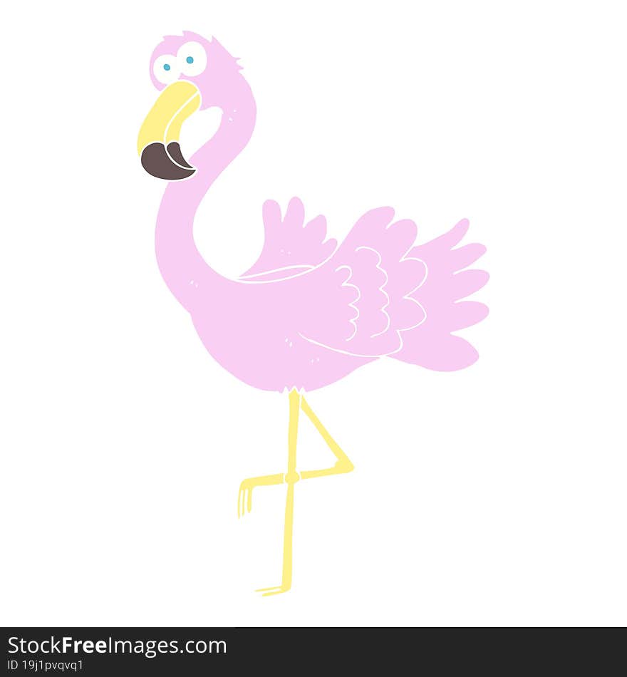 flat color illustration of flamingo. flat color illustration of flamingo