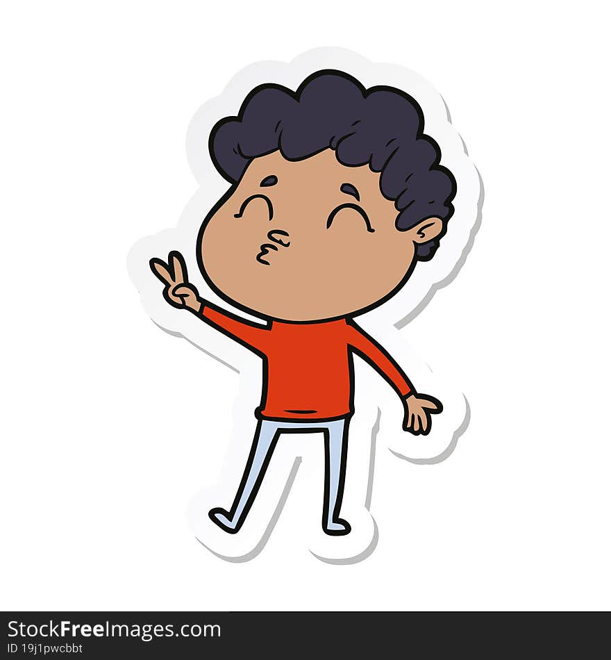 sticker of a cartoon man pouting