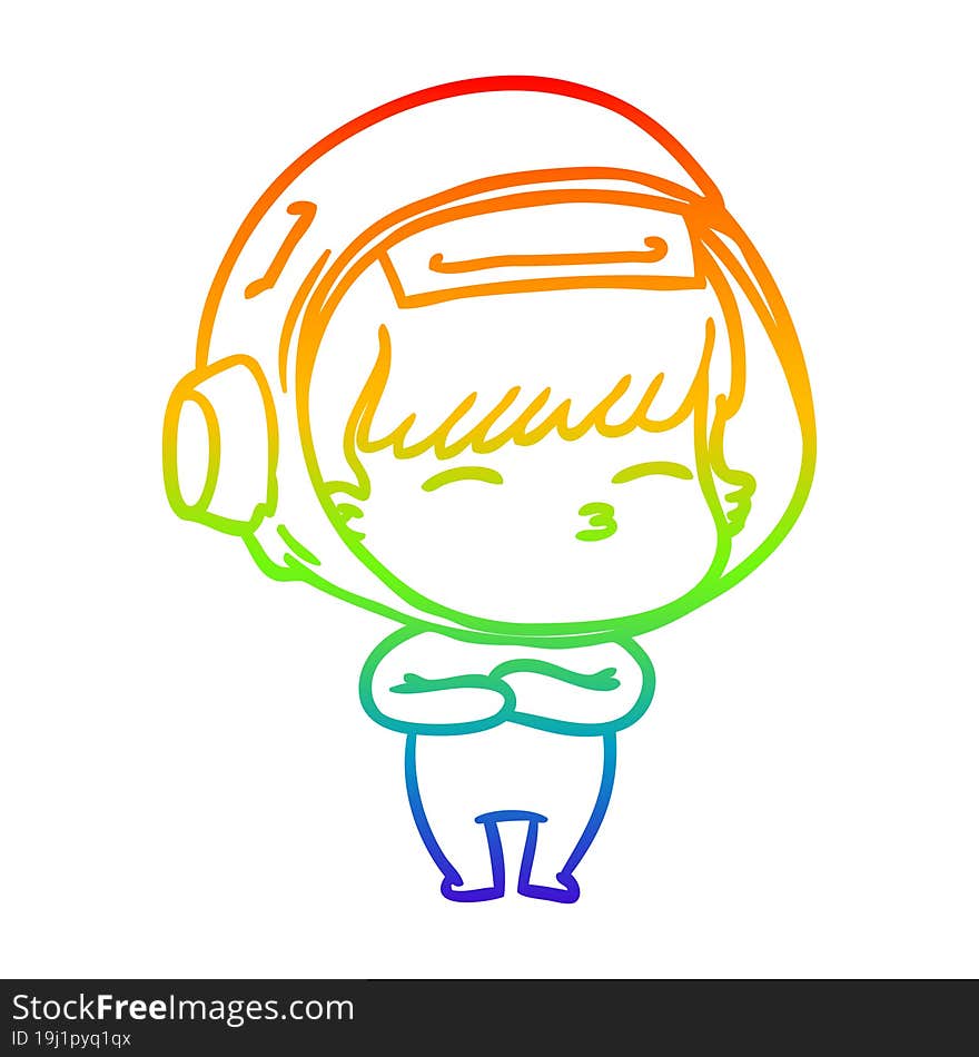 rainbow gradient line drawing cartoon curious astronaut