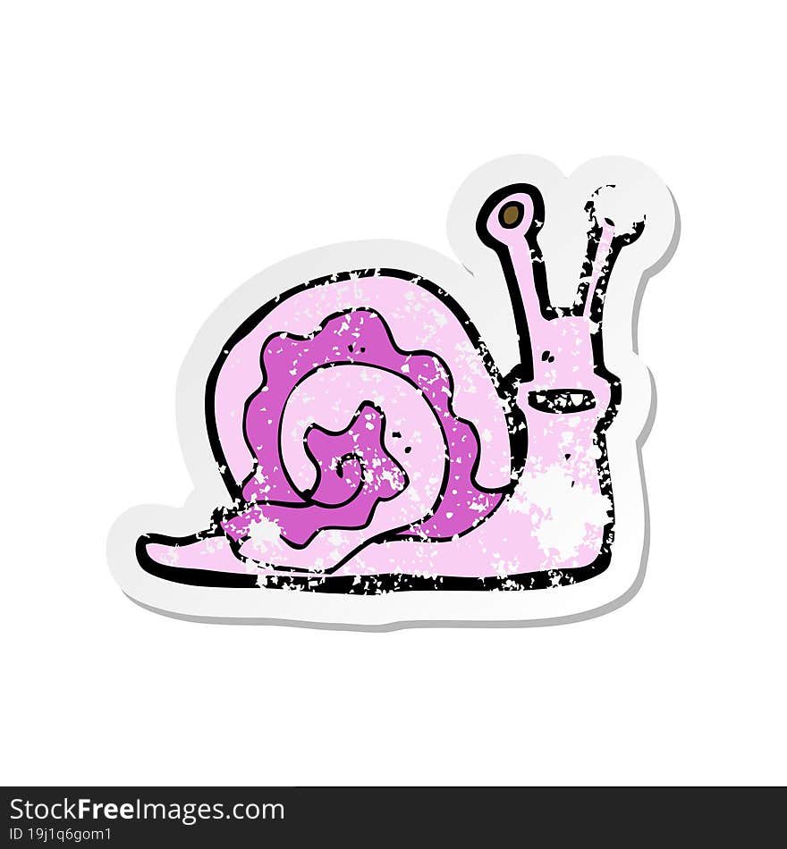 retro distressed sticker of a cartoon snail