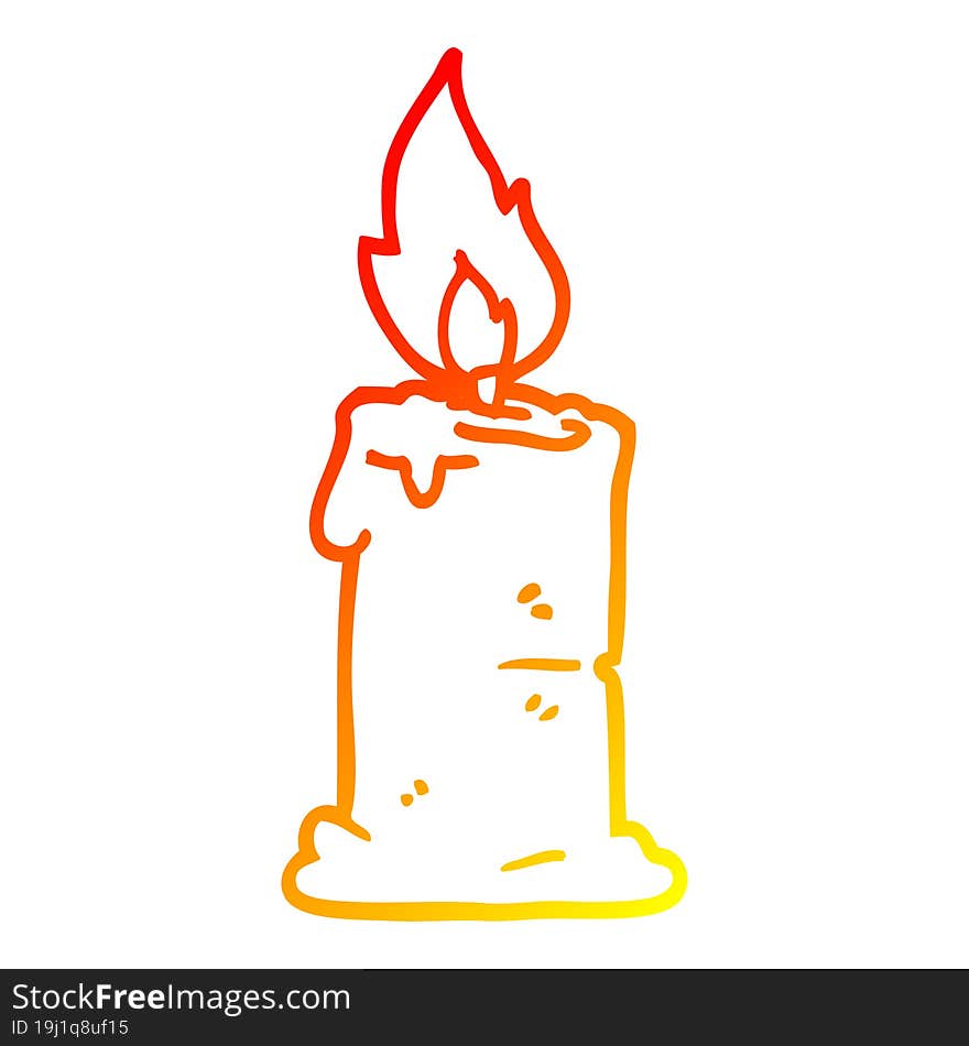 Warm Gradient Line Drawing Cartoon Lit Candle