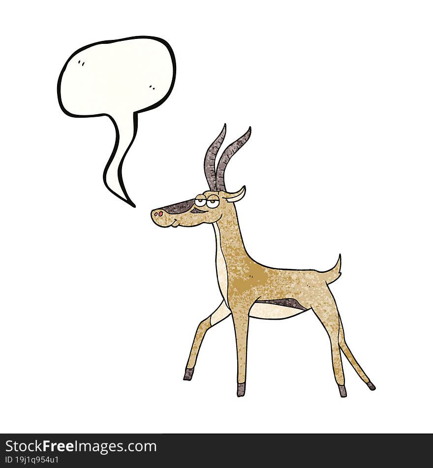 speech bubble textured cartoon gazelle