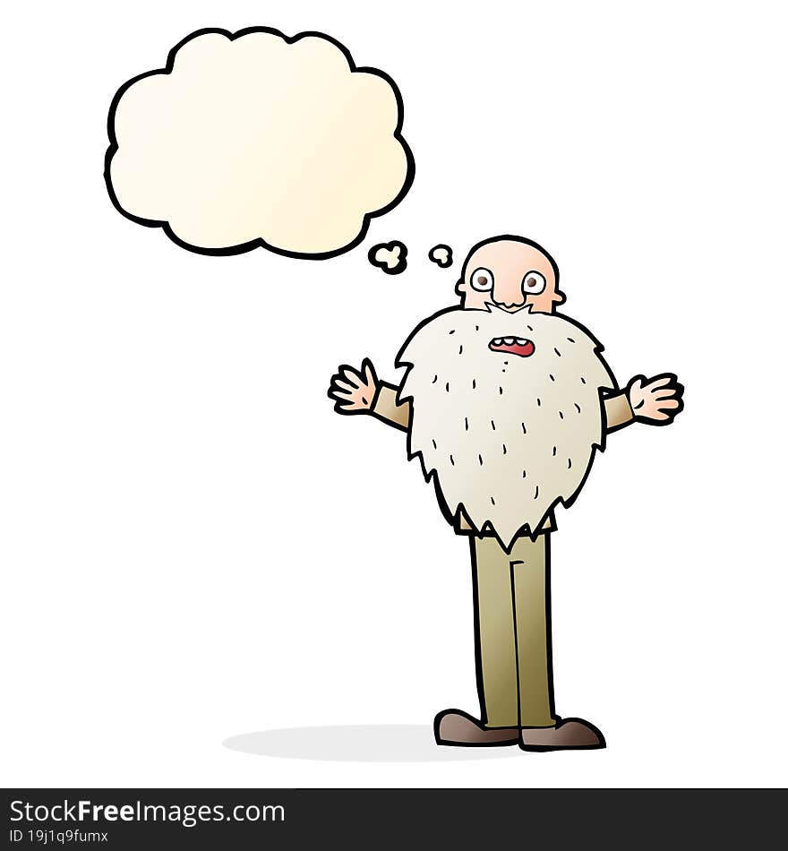 Cartoon Bearded Old Man With Thought Bubble