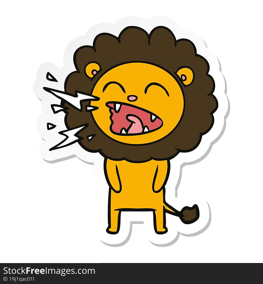 Sticker Of A Cartoon Roaring Lion