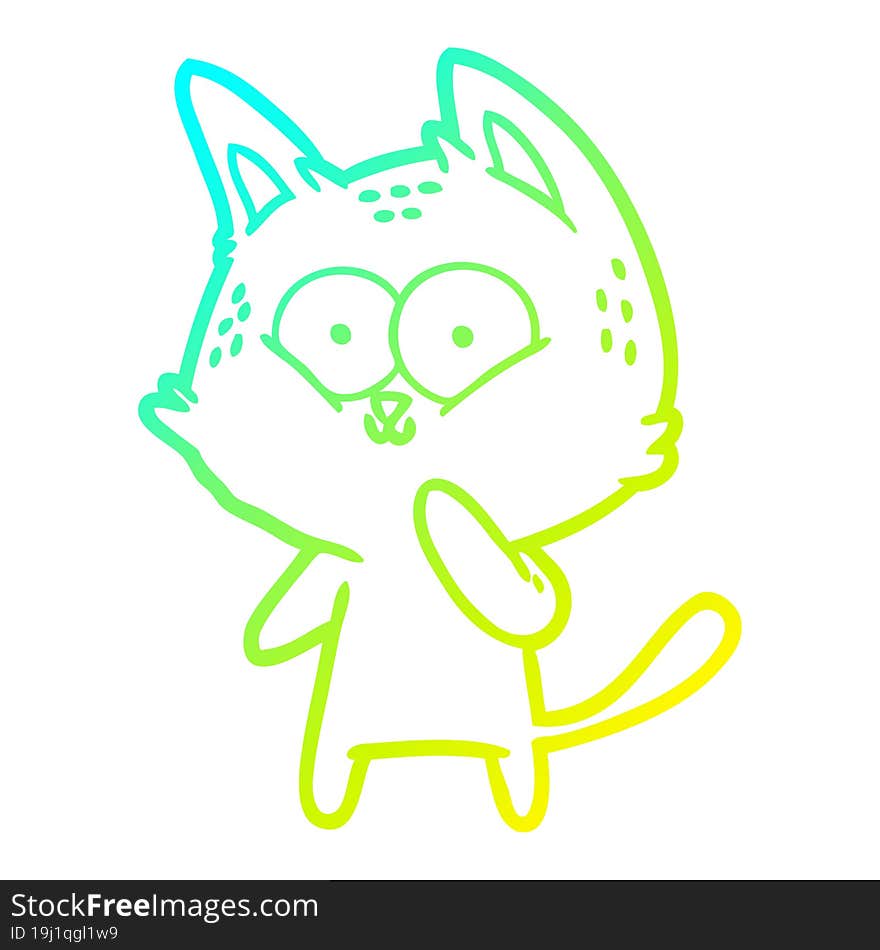 cold gradient line drawing cartoon cat considering