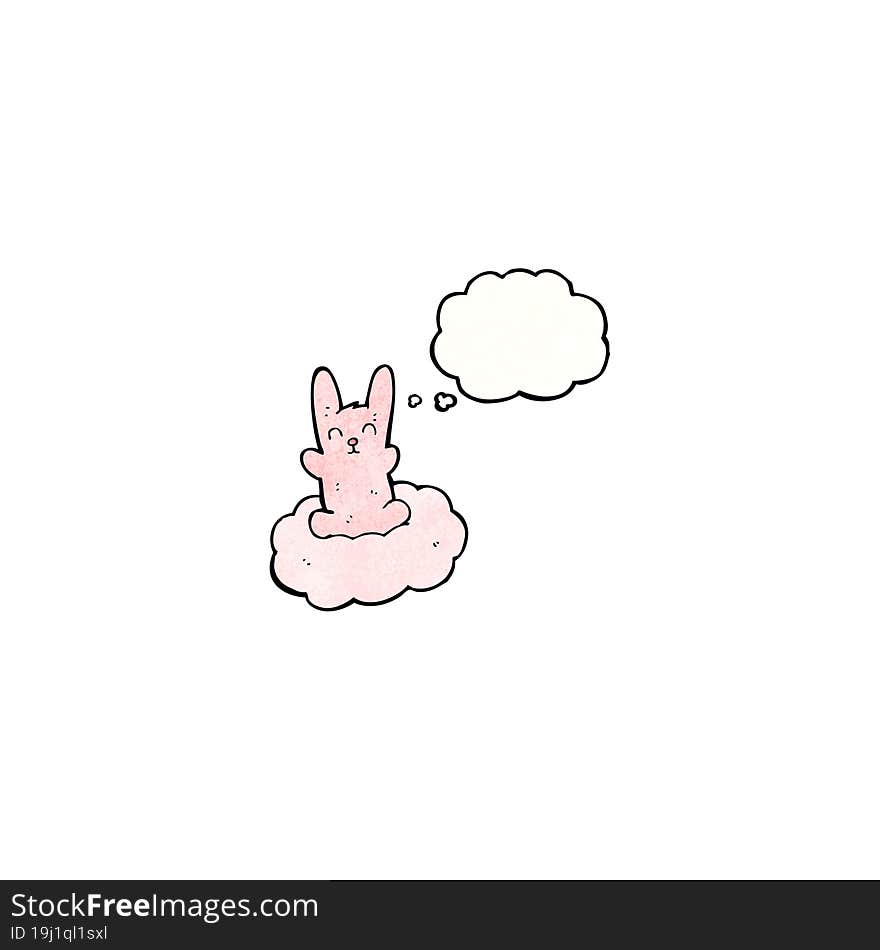 cartoon little rabbit on cloud