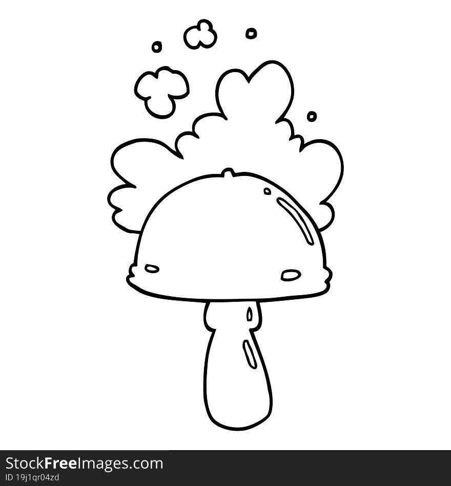 cartoon mushroom with spore cloud